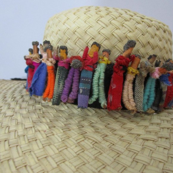 Natural Texture Straw Brim Hat Handcrafted Doll Family Vaca Sun Vaca main image 10